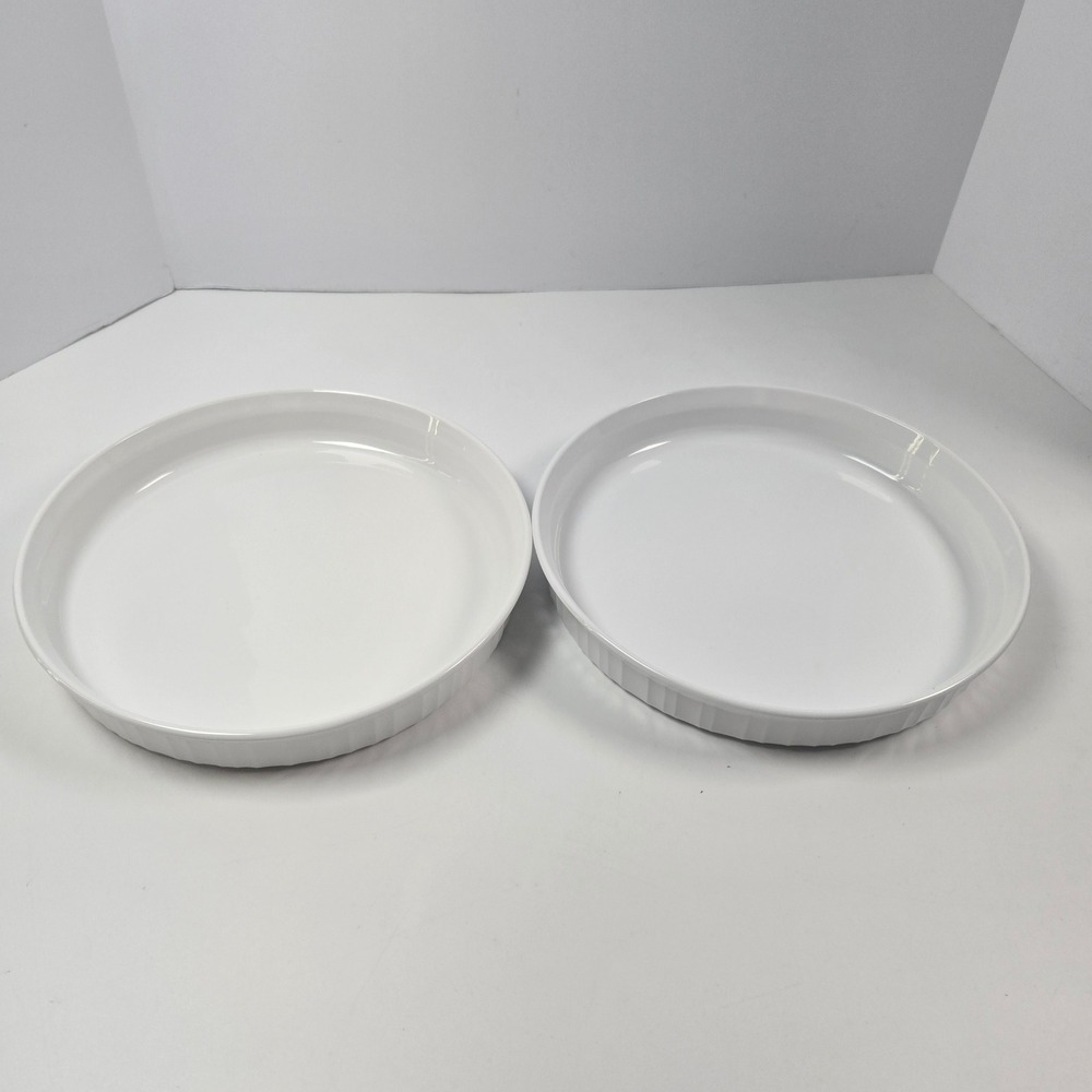 Corning Ware French White Quiche Tart Dish Set of 2 24cm Round White Ceramic
